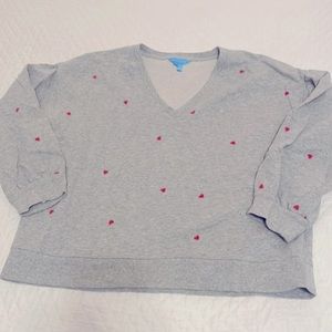 Draper James, Bobbie sweatshirt, gray large hearts